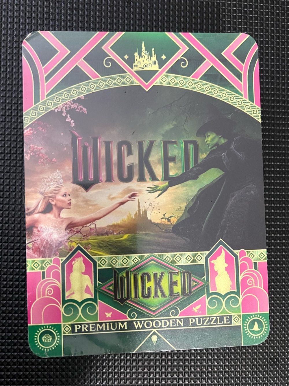 Wicked Premium Wooden Puzzle - Green & Pink Artwork